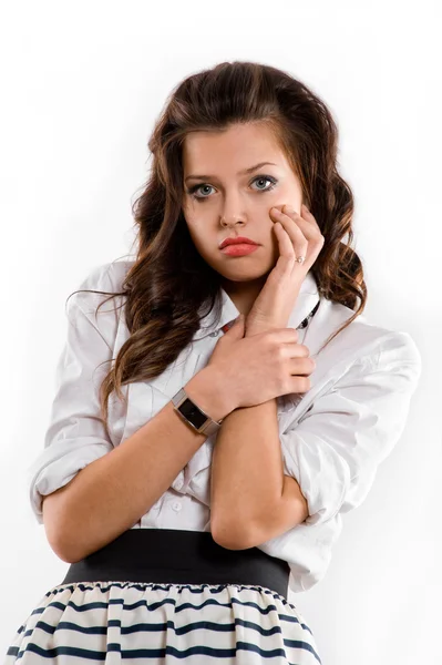 Menina triste morena — Fotografia de Stock