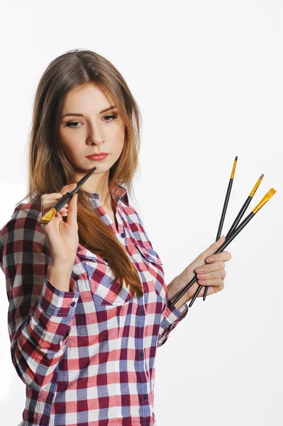 Junge Frau die Künstlerin. — Stockfoto