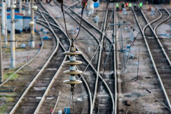 Eisenbahnoberleitungen — Stockfoto