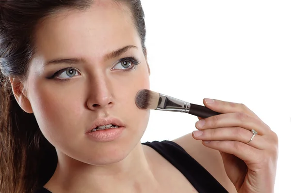 Beautiful woman applying cosmetic. Make-up — Stock Photo, Image