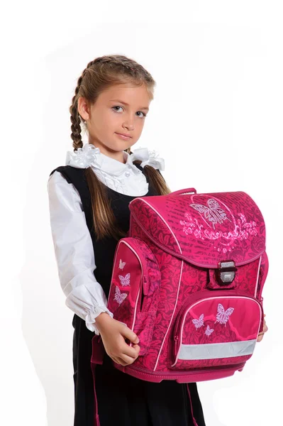 Schoolgirl with briefcase — Stock Photo, Image