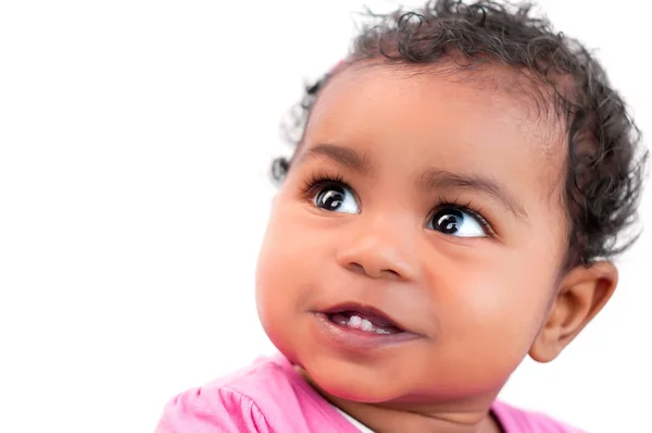 10 månader gammal afrikansk flicka i rosa Stockfoto