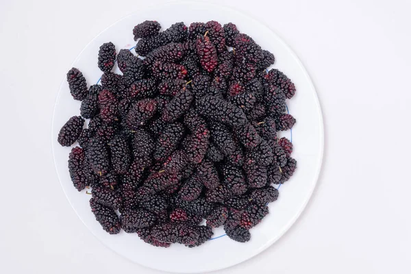 Freshly Harvested Mulberries White Background — Stock Photo, Image