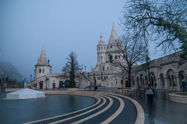 Fishing Castle Budapest Foggy Weather Eastern European Culture Historical Monuments — Stock Photo, Image