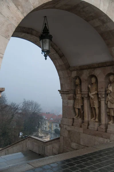 Castello Pesca Budapest Tempo Nebbioso Cultura Dell Europa Orientale Monumenti — Foto Stock