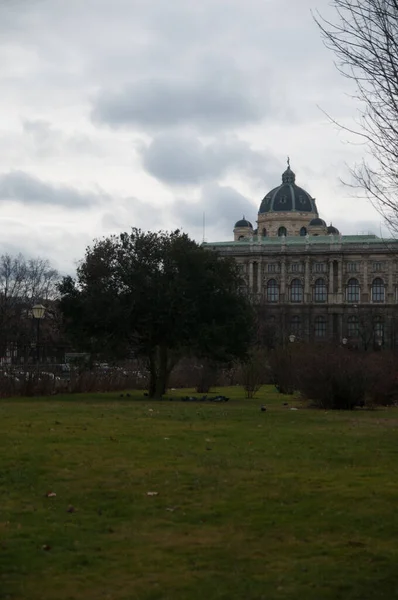 曇りの日のウィーンの建築物 ヨーロッパ文化 建築の歴史的建造物 歴史やオーストリアの建築は — ストック写真