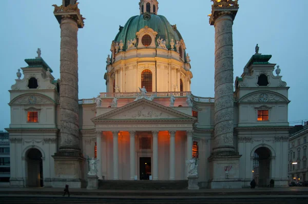 Architectonische Monumenten Van Wenen Bij Bewolkt Weer Laat Avond Europese — Stockfoto