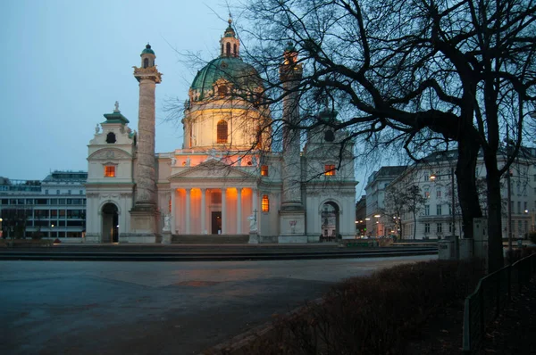 Architectonische Monumenten Van Wenen Bij Bewolkt Weer Laat Avond Europese — Stockfoto