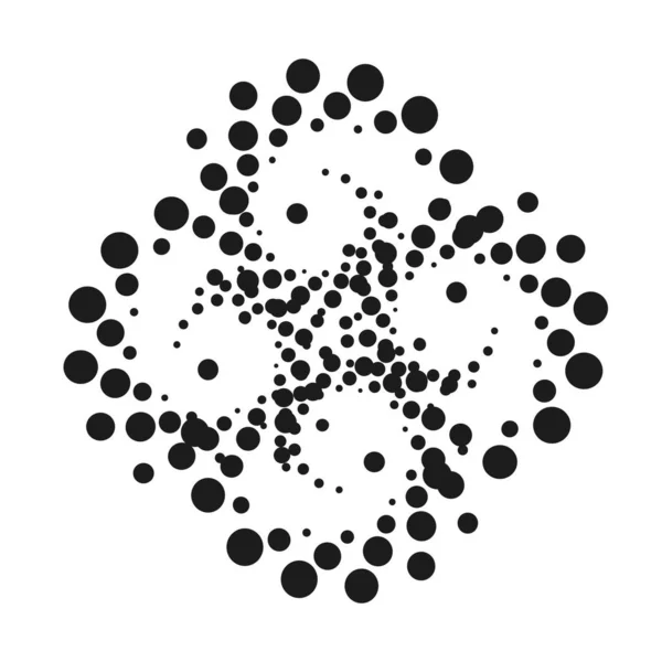 Siyah ve beyaz noktalar spiral şeklinde bükülmüş. Geometrik minimumu koru. Poster tasarımı için vektör soyut noktalar deseni. arkaplan şablonu