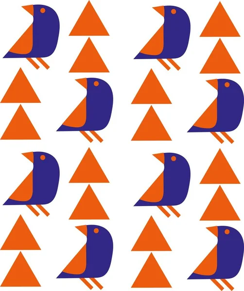 Ornamento Popolare Fiori Uccelli Forme Sfondo Artistico Astratto Colorato Modello — Vettoriale Stock