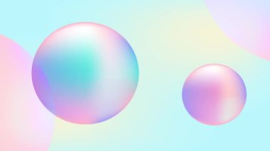 Dynamic Floating Gradient Balls Spheres on Pastel Pink Background. Natural abstract dreamy sky. Video. Animation. 