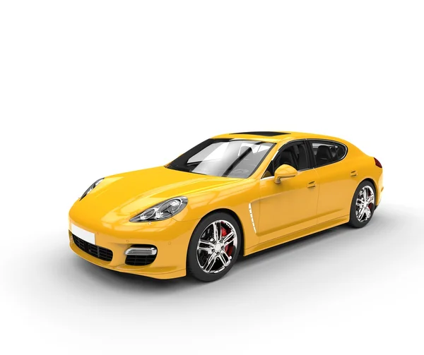 Auto gialla su sfondo bianco Foto Stock