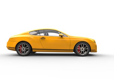 Beyaz arka planda sarı araba