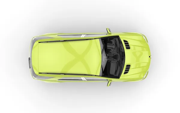 Lime zöld autó felülnézet — Stock Fotó