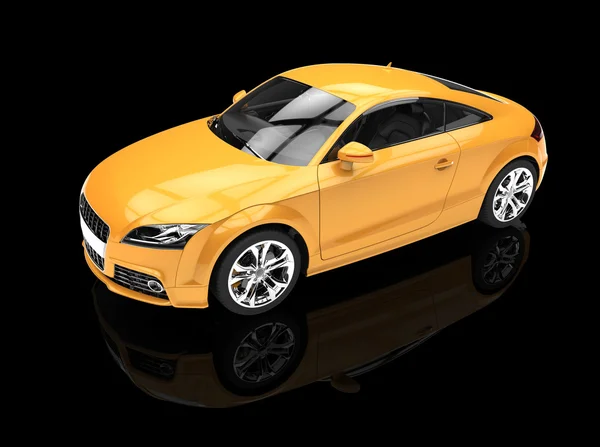 Gelbes Auto auf schwarzem Hintergrund — Stockfoto