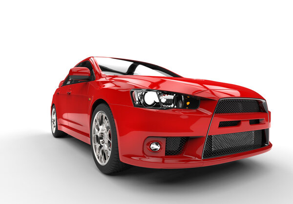 Красная гоночная машина вид спереди
