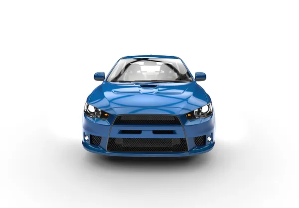 Blaue Rennwagen Seitenansicht vorne — Stockfoto