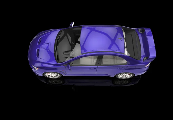 Purple coche de carreras en la superficie reflectante negro — Foto de Stock