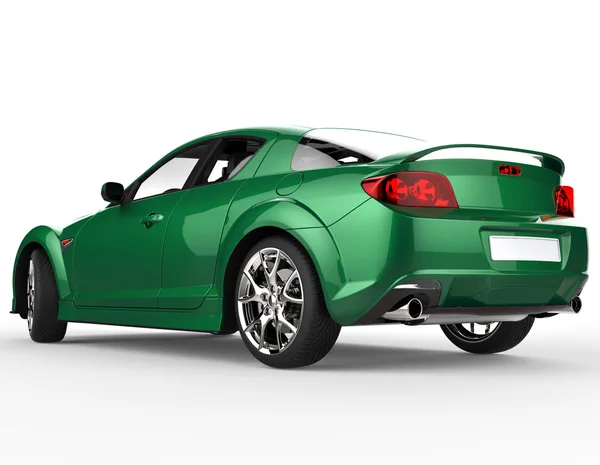 Metallico verde auto vista posteriore — Foto Stock