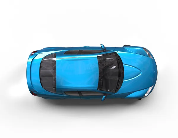 Heldere blauwe auto bovenaanzicht — Stockfoto
