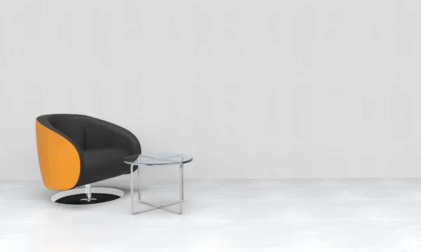 Geel zwart fauteuil in lege ruimte — Stockfoto