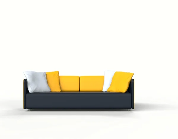 Modernes Sofa mit gelben Kissen — Stockfoto