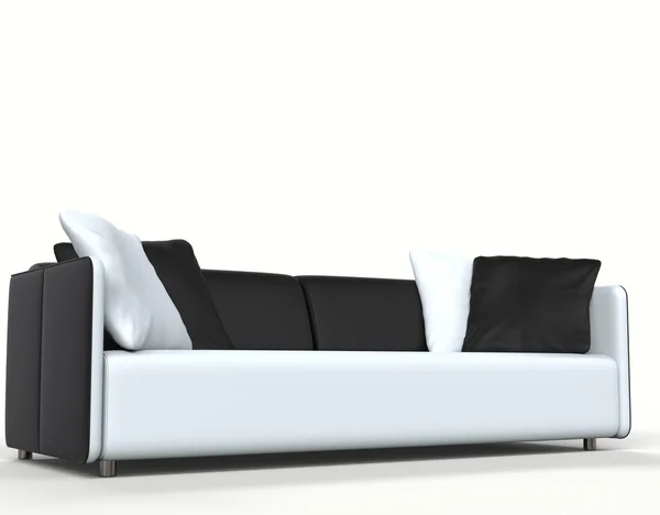 Modern white sofa with black cushions — Stock Photo, Image