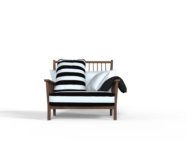 Bonito sillón de patrón blanco y negro — Foto de Stock