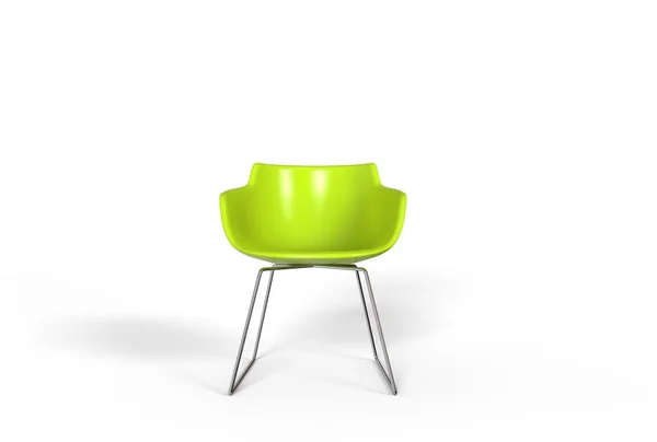 Egyszerű zöld műanyag szék elölnézete — Stock Fotó