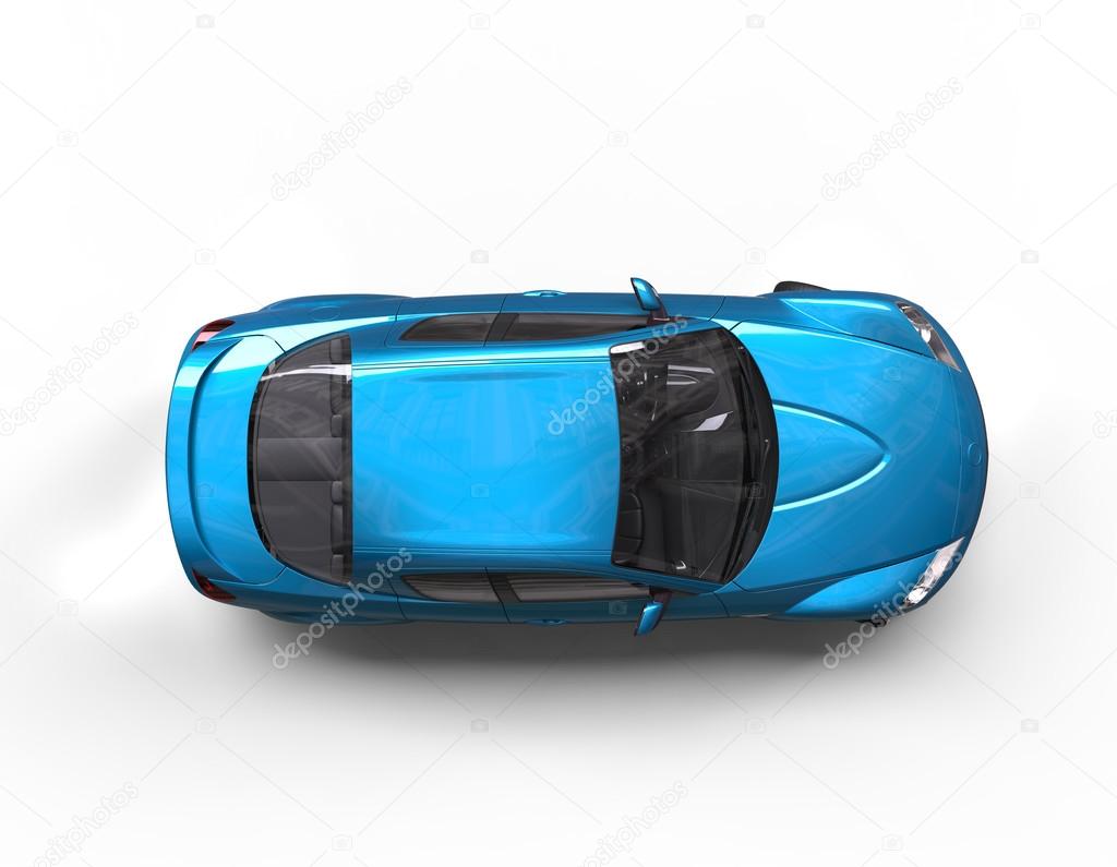 Bright blue car top view