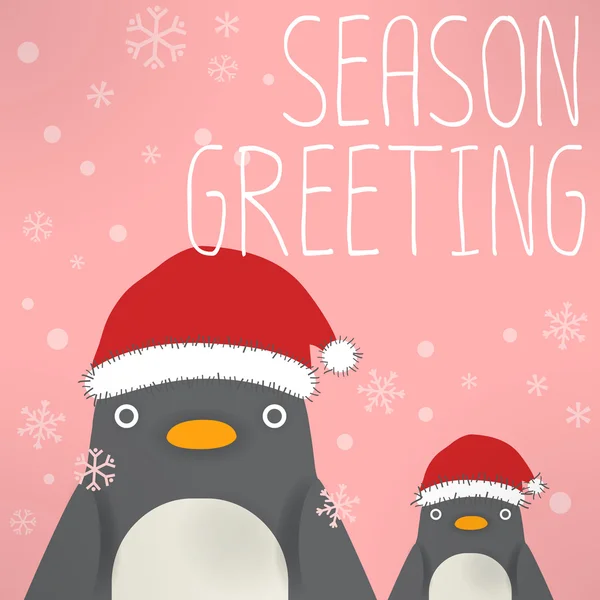 Pinguin - Weihnachtsgrußkarte — Stockvektor