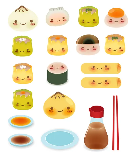 Schattig dimsum collectie — Stockvector