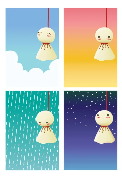 Muñeca de lluvia - Teruterubozu — Vector de stock