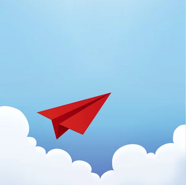 Paper Plane in The Sky — Stock Vector