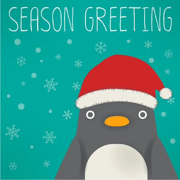 Penguin - mery xmas greeting card — Stock Vector