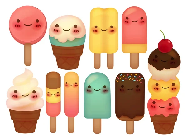 Set de helados encantadores — Vector de stock