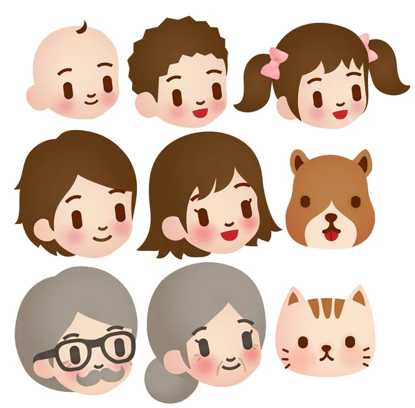 Collection of Cute Family — Stock Vector