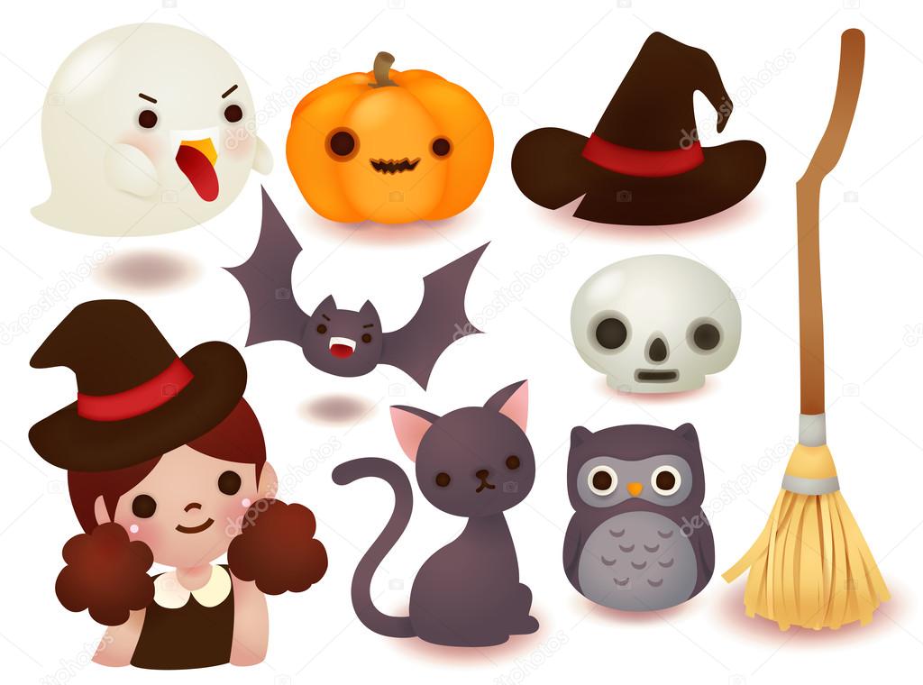 Collection of cute halloween icon