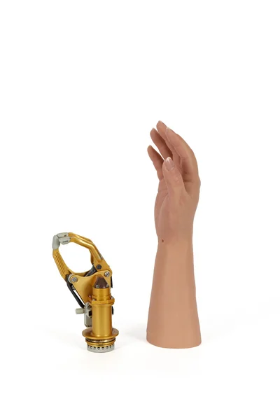 High-tech Hand prosthesis with synthetic skin for replacing an a — Stock Photo, Image