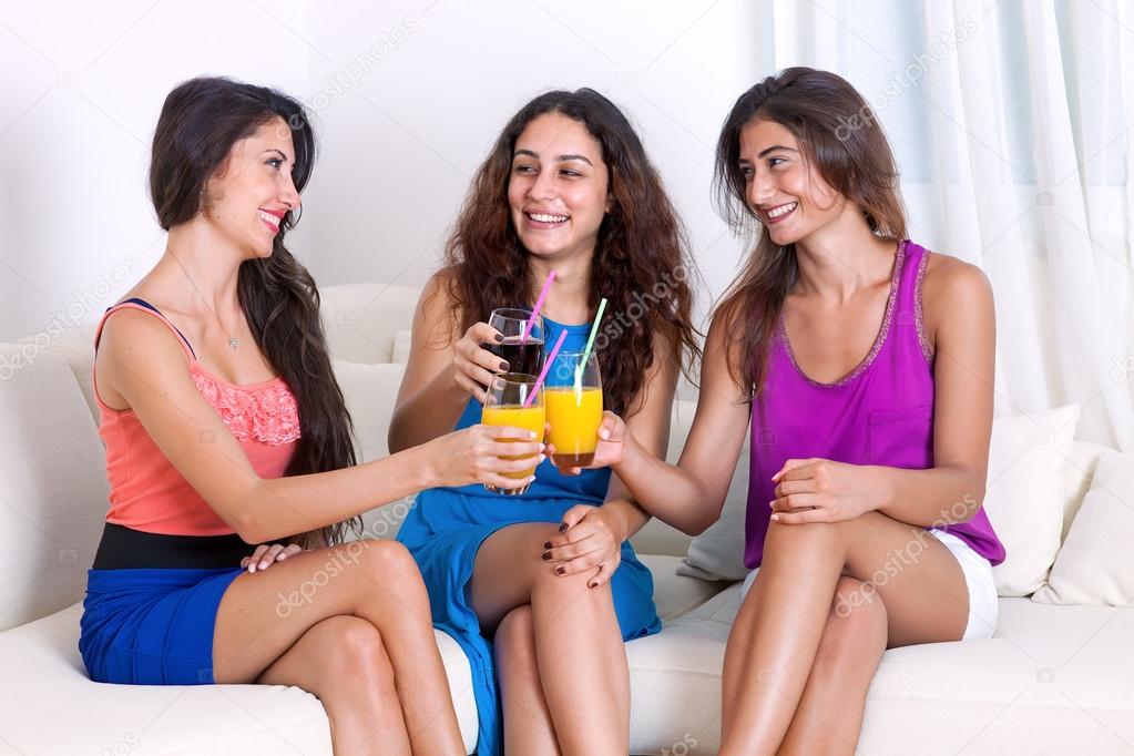 Young beautiful women enjoying and laughing.