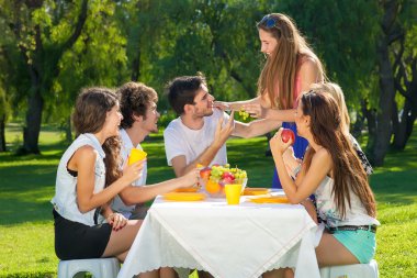 arkadaşlarım parkta piknik keyfini çıkarın.