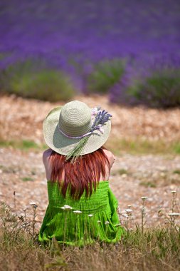 Woman in field of lavender clipart