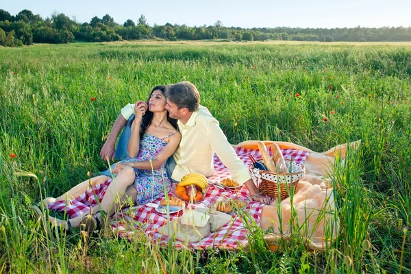 Pareja disfrutando de picnic de verano — Foto de Stock