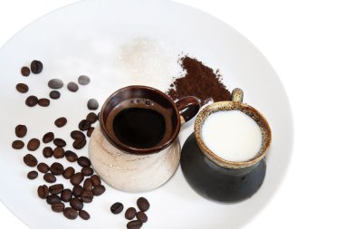 siyah kahve süt ve şeker