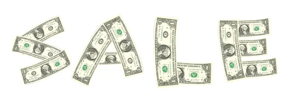 Sale word from dollar bill — Stock Photo, Image