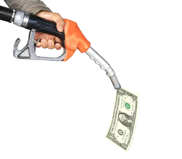 Oil pump with dollar bill — Stock Photo, Image