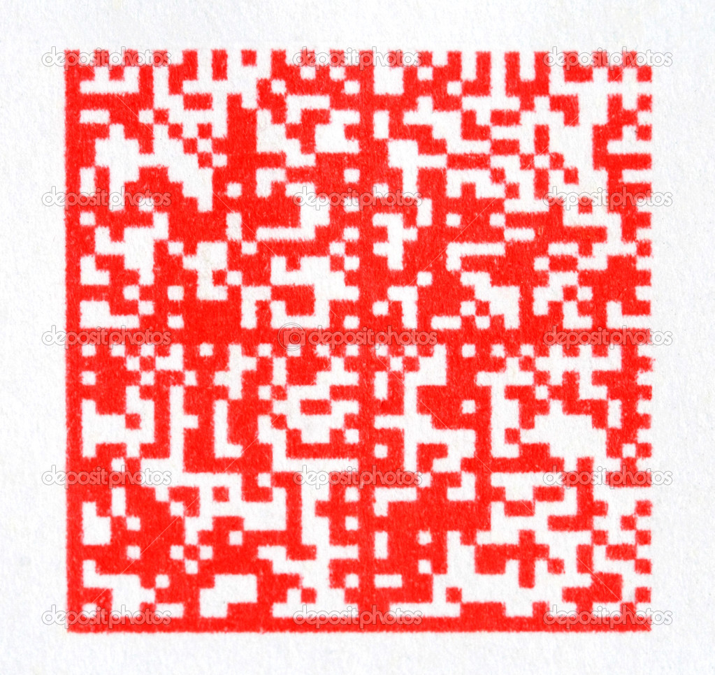 red 2D barcode on paper