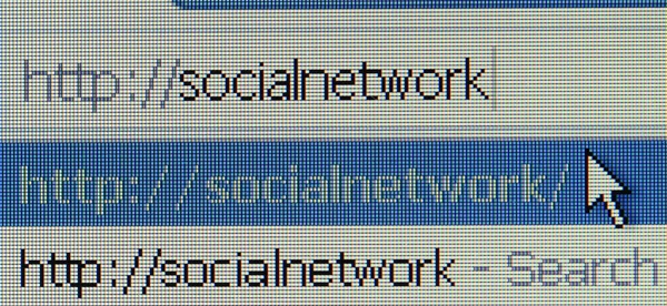 Sociální sítě url v počítači mornitor — Stock fotografie