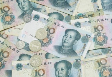 10 Yuan bills background, China clipart