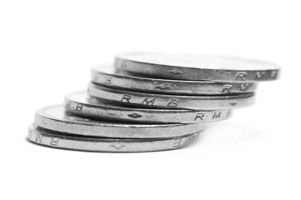 Monedas de plata apiladas — Foto de Stock